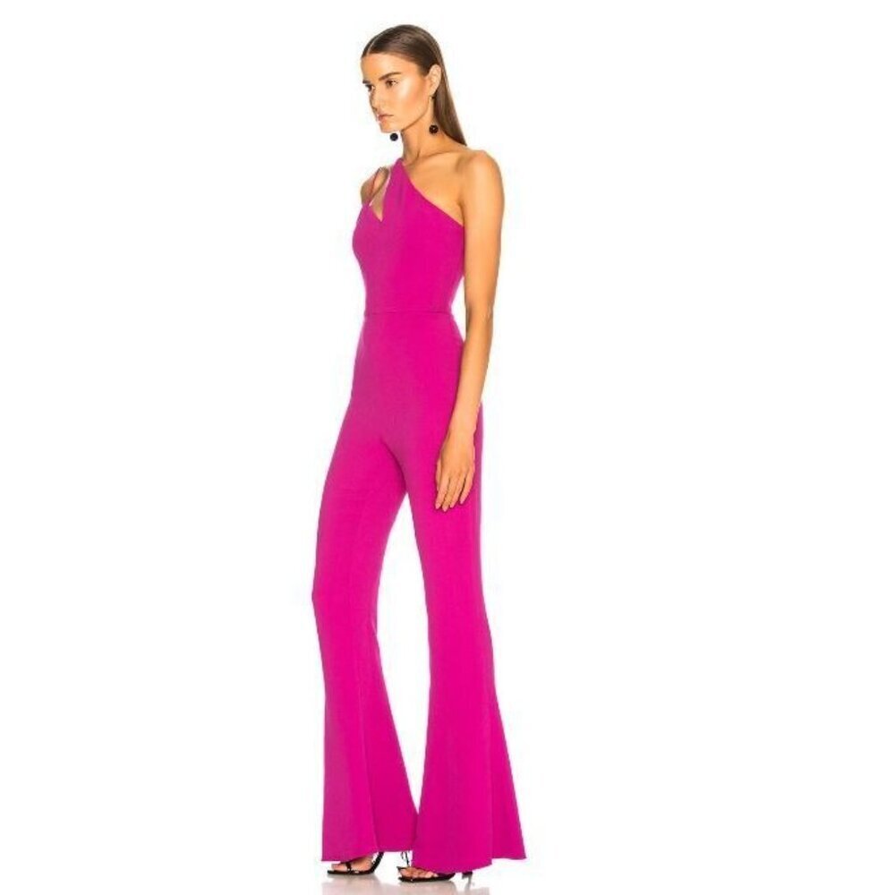 Cushnie et Ochs Pink Nikkita Jumpsuit One Shoulder Flared Leg SZ 0 NWT - Picture 3 of 11